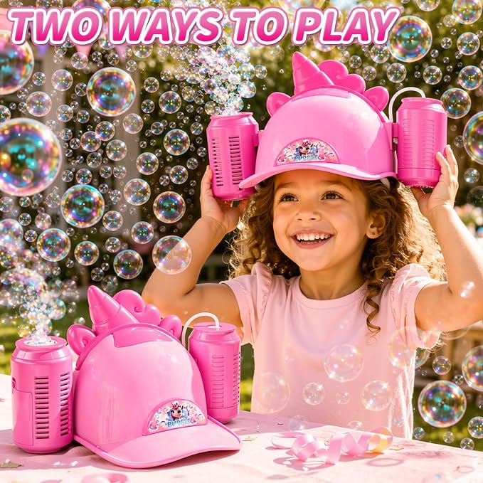 Bubble Machine for Toddlers 3-5, Bubble Blower Maker Lights Music, Hat Bubble Machine Summer Kids Toys for Weddings Birthdays Party Indoor Outdoor Backyard Camping