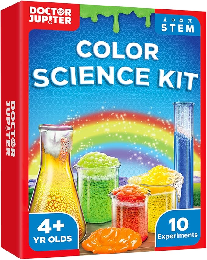 Doctor Jupiter Color Science Kit for Kids Ages 4-5-6-7-8 | Birthday Gift Ideas for 4+ Year Old Boys & Girls | Toy Stem Kit with 10 Experiments | Preschool Learning & Educational Projects