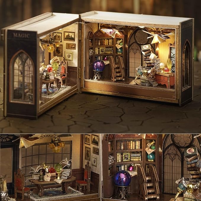 TuKIIE DIY Miniature Dollhouse Kit with Furniture, 1:32 Scale Opened & Closed Mini Cube Wooden Doll House Book Nook Creative Room for Kids Teens Adults(Magical Fate)