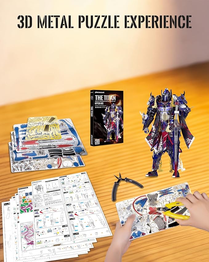 Piececool Metal 3D Puzzle for Adults The Titan Metal Mecha Model Kits, Brain Teaser DIY Building Kit Family Time,Home Decor Best Gifts