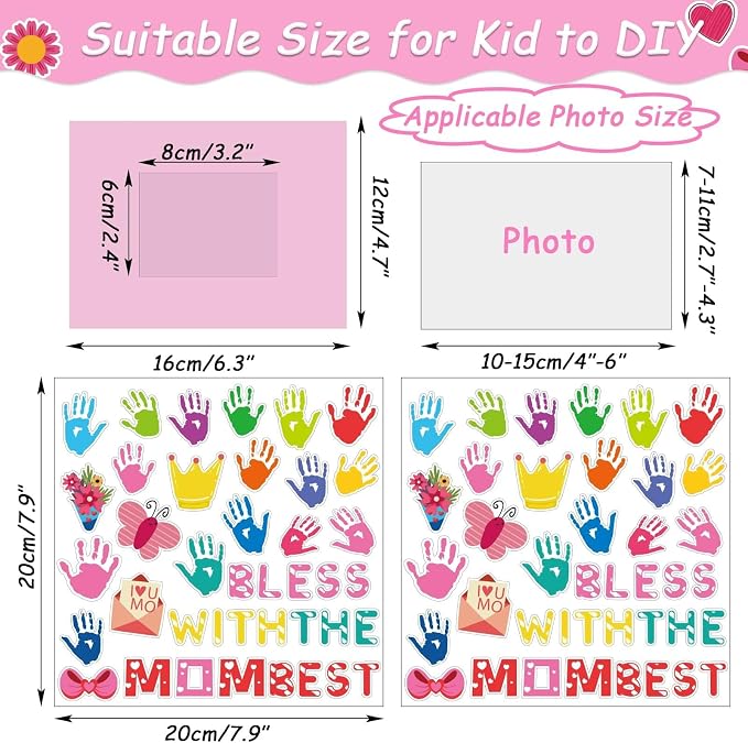 chiazllta 30 Packs Mother's Day Picture Frame Craft Kits for Mother's Daytime DIY Craft Flower Bee Butterfly Easter Art Favor Home Game Activities Bulletin Board Decoration