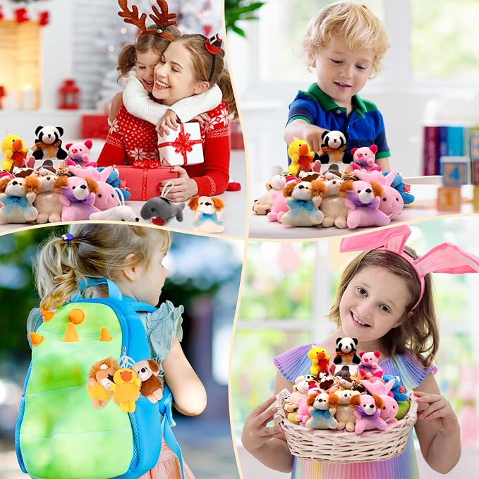 JoyRapt 24 Pack Small Stuffed Animals Bulk Gifts for Kids (2.3/2"-2.5/3.5" Each), Birthday Party Favors Toys for Classroom Prizes, Goodie Bag Pinata Fillers, Carnival Treasure Box Toys (24PCS)