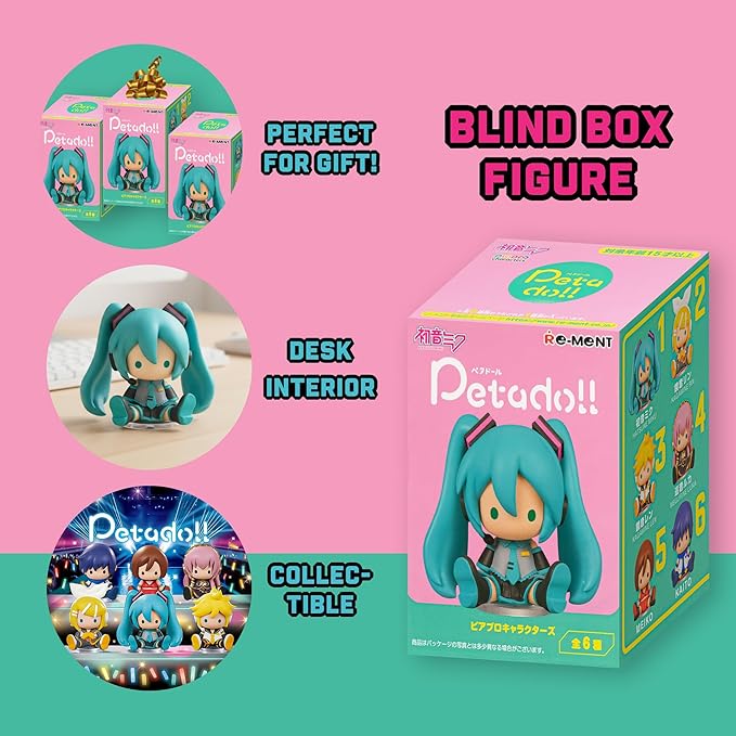 Hamee RE-Ment Hatsune Miku Blind Box Figure for Birthday Gift, Party Favor, Collectible Toy (Hatsune Miku petadoll - Piapro Characters) – 1 Pc. Mystery Box