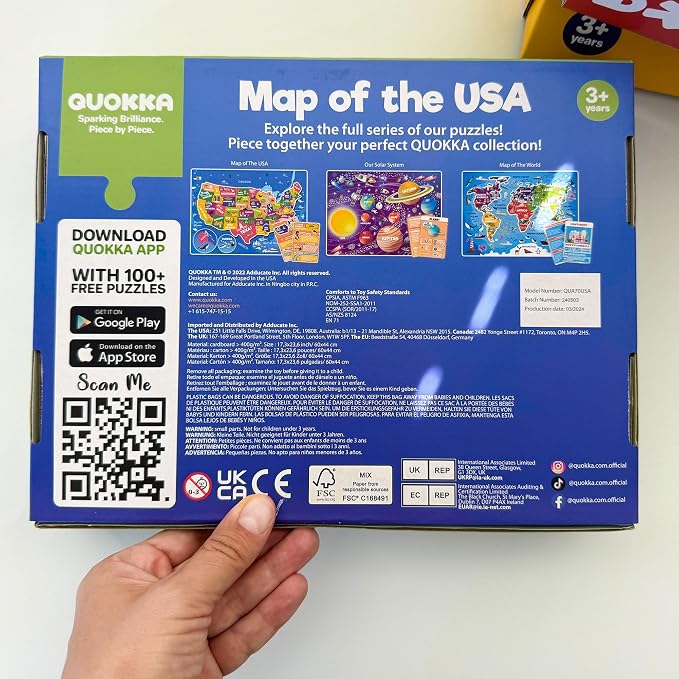 United States Puzzles for Kids Ages 8-10 - 70 Pcs Jigsaw Floor USA Map Puzzles for Kids Ages 6-8 - Includes 50 Cards with 400+ USA Facts - US State & Capitals Educational Gift for Children 4-8