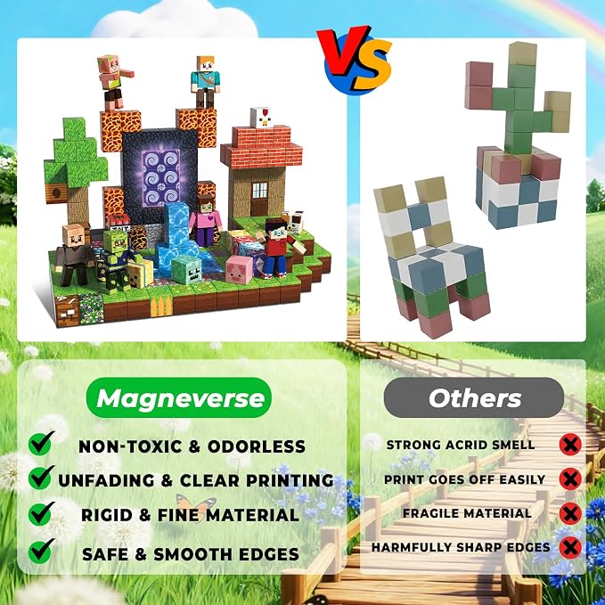160 Pcs Magnetic Blocks - Magnetic Building Blocks for Kids Ages 4-8, Magnet Cubes Stacking Toy, Classroom STEM Toys, Birthday Gift for 3+ Year Old Boys Girls (Patent Pending)