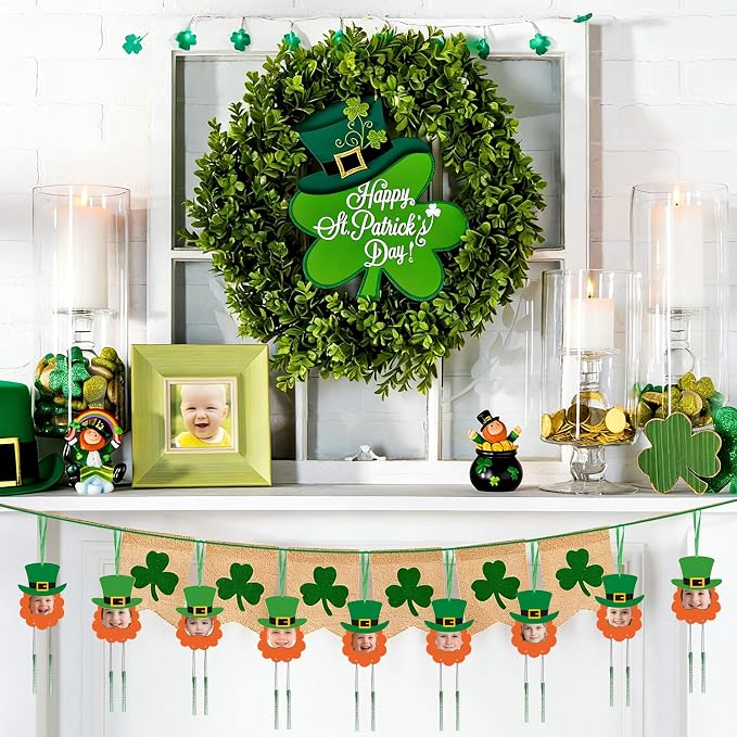 Fennoral 12 Pack St. Patrick's Day Craft Kits for Kids Make You Own Patrick's Day Picture Frame Wind Chime Kit Wooden DIY Coloring Art and Craft for Irish Classroom Art Activity Patrick's Decoration