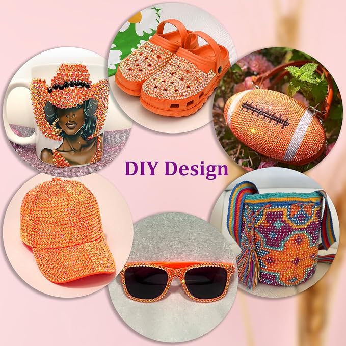 25000Pcs Resin Rhinestones for Crafting, Orange AB 2-6mm Mixed Sizes Non Hotfix Flatback Gems with 1Pcs Glue, Bedazzling Crystal for DIY Craft Clothing Mugs Tumblers Shoes Fabric Decor Nail Art