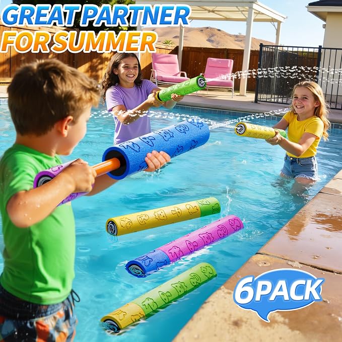 6 Pack Water Guns for Kids Adults, Pool Toy for Boys Girls Ages 4-8 8-12, Ideas Gift Toys for Summer Outdoor Swimming Pool Backyard Beach Water Game