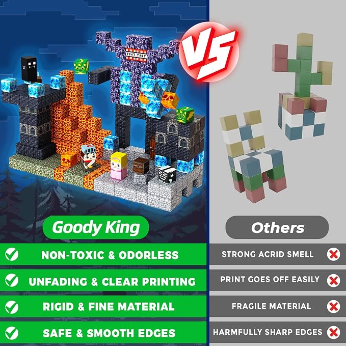Goody King 100PCS Magnetic Blocks - Dark Castle Set Magnetic Building Blocks, Stacking Magnets for Kids, Strong Magnets, Sensory Toy for STEM Learning Toys for Kids 3+ Boys and Girls Birthday Gifts