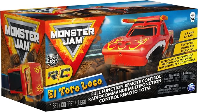Monster Jam, Official El Toro Loco Remote Control Monster Truck for Boys and Girls, 1:24 Scale, 2.4 GHz, Kids Toys for Ages 4 and Up