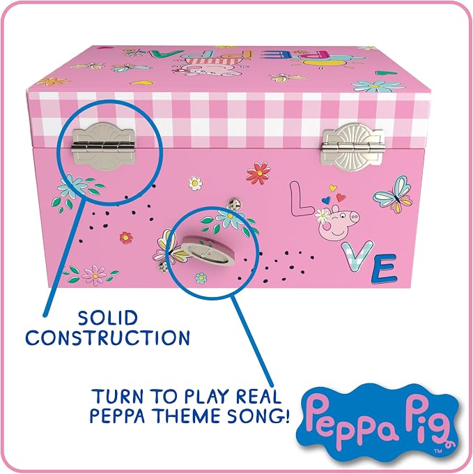 Peppa Pig Jewelry Box for Girls Musical Jewelry Box with Spinning Figurine, Peppa Pig Toys for Kids Ages 3-5 Plays Peppa Pig Theme Song