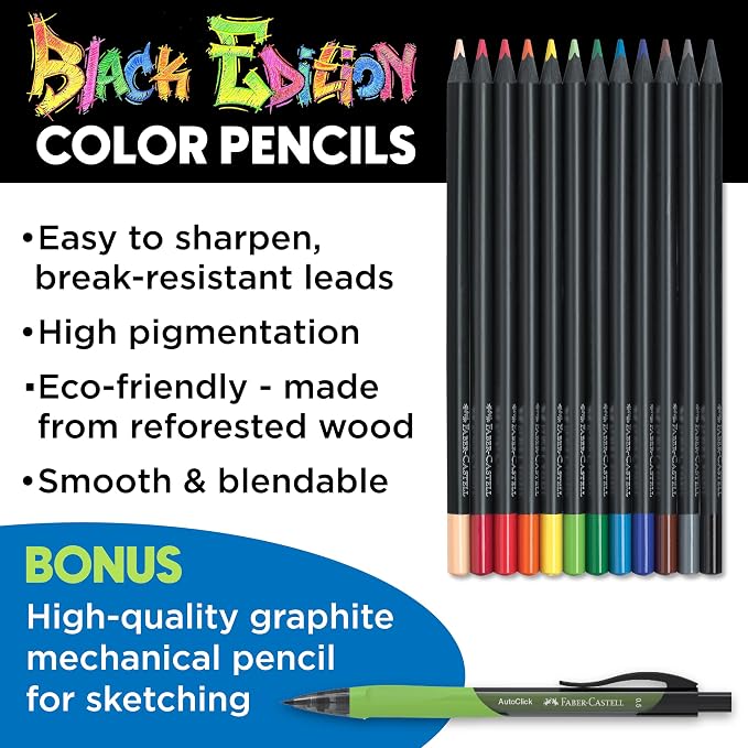 Faber-Castell Anime Drawing Kit: Shonen Edition | Step-by-Step Instruction Book with 20 Practice Pages, Color Pencil Set & Drawing Supplies for Kids, Summer Craft Supplies (1 Book)