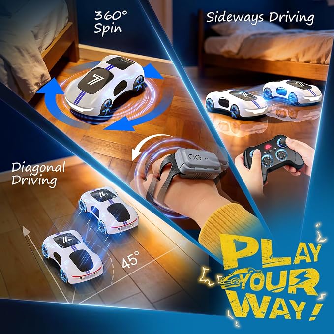 AEROQUEST Gesture Sensing RC Stunt Car for 6+ Years Old Boy and Girl Gift | Remote Control Stunt Drift USB-C Charging Light Spray Sound Gesture Sensing Spotrs Birthday Holiday 6 7 8 9 10 11 12