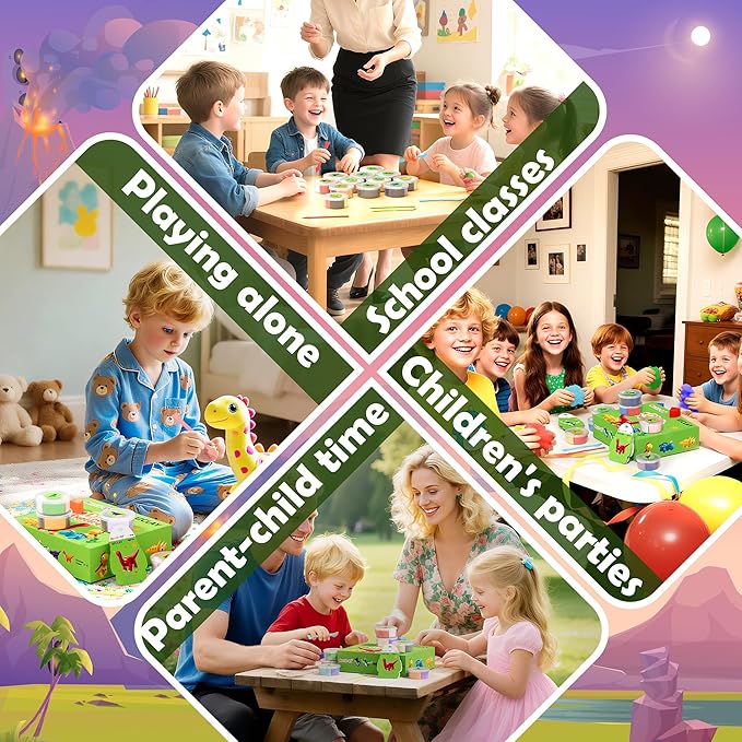Air Dry Clay Kit - Dinosaur Theme, Modeling Clay for Kids, DIY Magic with Sculpting Tools and Tutorials, 12 Boxes Molding Clays, Ultra Light, Soft & Non-Sticky, Arts and Crafts Gift for Kids
