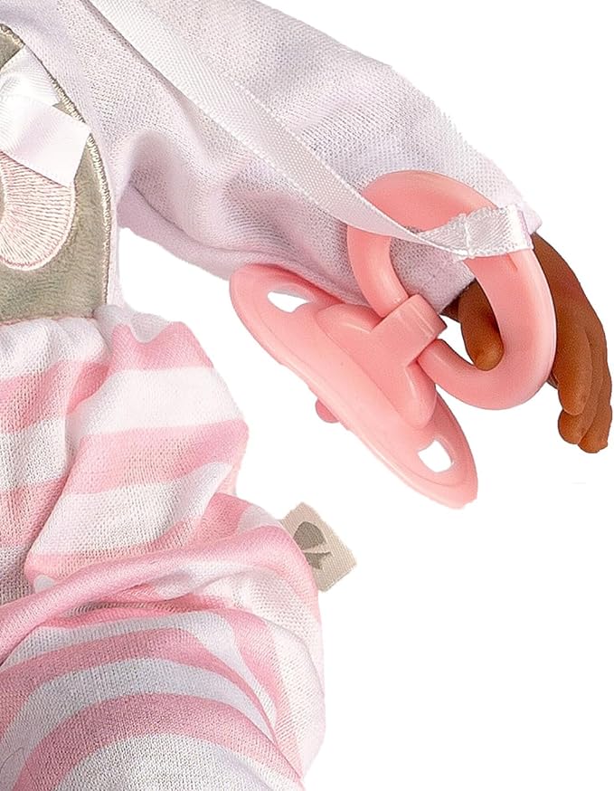 JC Toys 15" Realistic Soft Body African American Baby Doll with Open/Close Eyes Berenguer Boutique | 10 Piece Gift Set with Bottle, Rattle, Pacifier & Accessories | Pink | Ages 2+