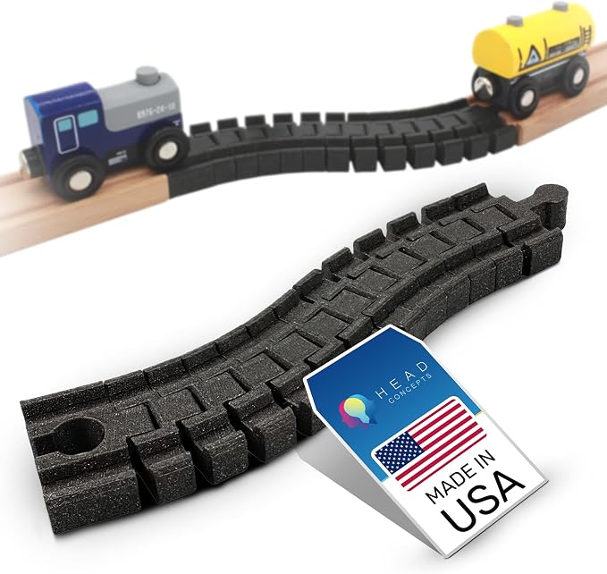 2-Pack - Flexible Train Track Curve Piece for Brio – Bendable Railway Connector Compatible with Brio Train and Wooden Train Set Systems – Custom Layout Accessory for Expanding Wooden Rail
