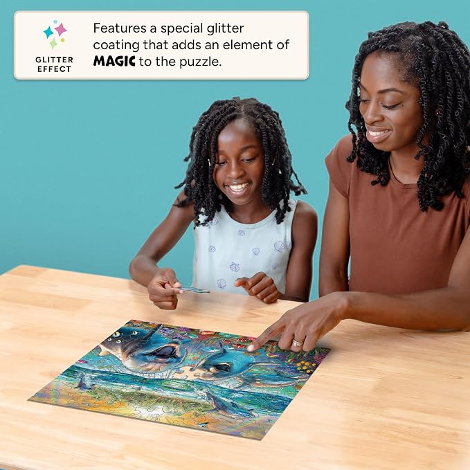Chuckle and Roar – 100 Piece XL Jigsaw Puzzle – Dazzling Underwater Adventure - Exciting, Colorful Scene with Laughing Dolphins - Premium Quality - Ideal Gift - Screen-Free Fun - Children Age 6+