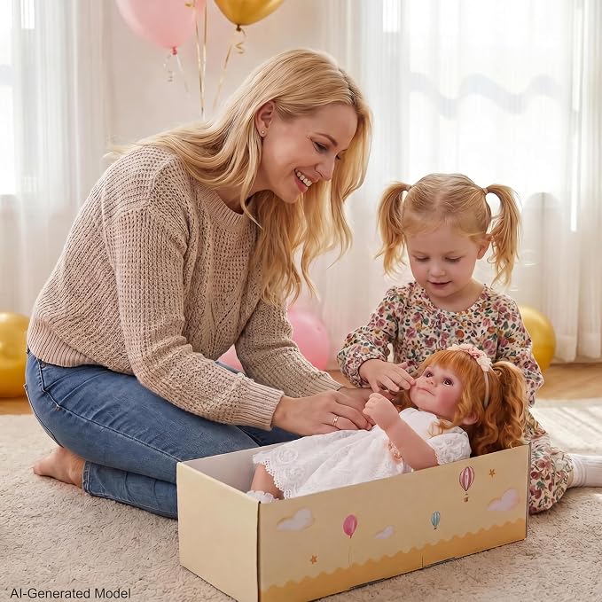 BABESIDE Lifelike Reborn Baby Dolls Dara - 20 Inch Realistic-Newborn Baby Doll Brown Hair Girl Handmade Real Life Baby Dolls with Clothes and Toy Accessories Gift for Kids Age 3+