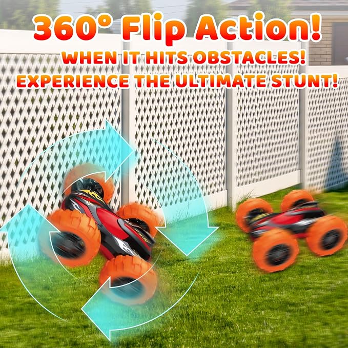Car Toys for Ages 3-5 Boys, Push and Go Monster Truck Toys for 3 4 5 Year Old Kids, Double-Sided 360° Flip Stunt Car Baby Toy, Sturdy 4WD Cars Toddler Boy Toy, Easter Birthday Gifts for Boys Girls