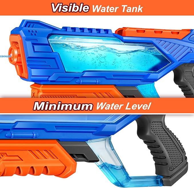 Quanquer 1000cc Water Guns for Kids Adults - 2 Pack Fast-Fill Super Squirt Blaster Soaker with 32 Feet Shooting Range Pump Action Summer Gift Outdoor Toys for Swimming Pool Beach Water Fighting