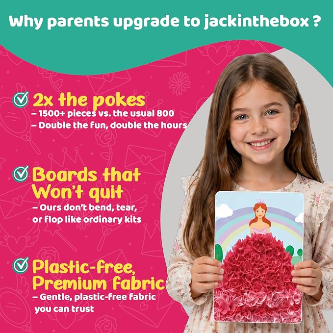 jackinthebox Poke Poke Art – Mess-Free Sewing Art for Kids, Great Gift for Children, Toys for Girls and Boys Ages 4 5 6 7 8 (Princess)