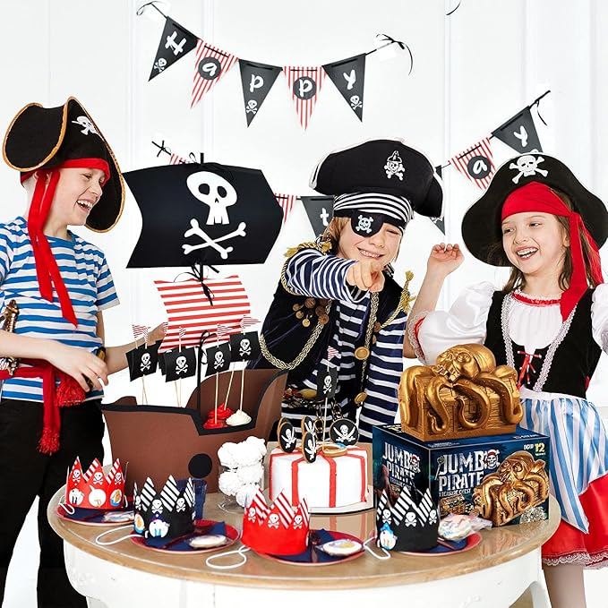 Jumbo Pirate Treasure Chest Dig Kit - Dig Up 12 Gems & Pirate Treasures, STEM Science Educational Toy Gifts for Boys, Girls & Kids Ages 6–12, Excavation Dig Party Favors