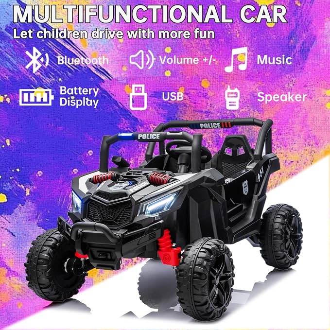 4WD UTV 24V Ride On Toys for Big Kids Ride On 2 Seater Ride On Toys Kids | 2 Seater Ride On Car for Kids Side-by-Side UTV Electric Cars for Kids Electric Ride Car Ride On Toys for Kids 4-8