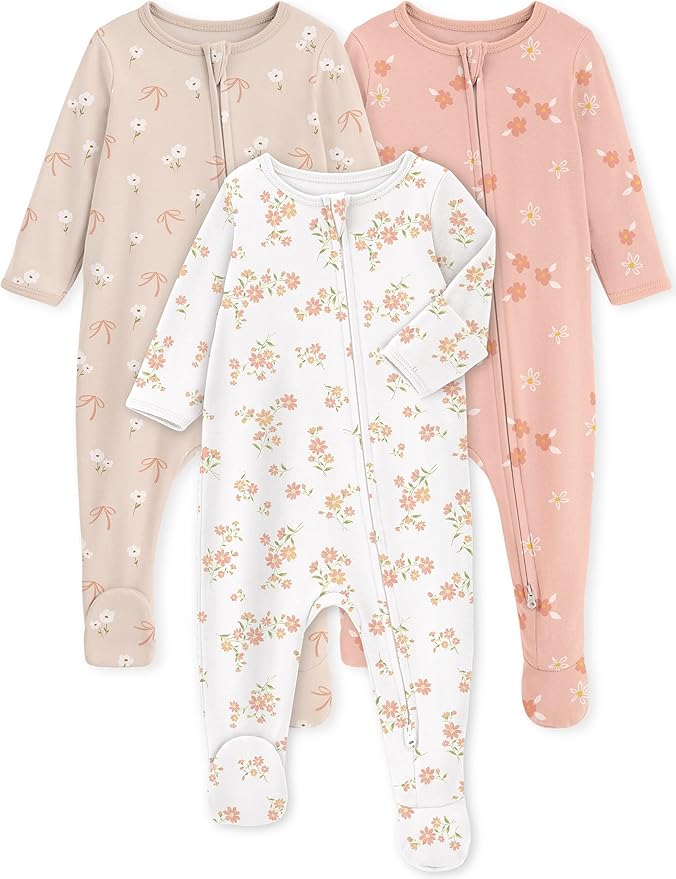Yoofoss Baby Pajamas 100% Organic Cotton Baby Sleepers for Newborn 0-3 3-6 6-9 Months Boys Girl Clothes 3pcs Footed PJs