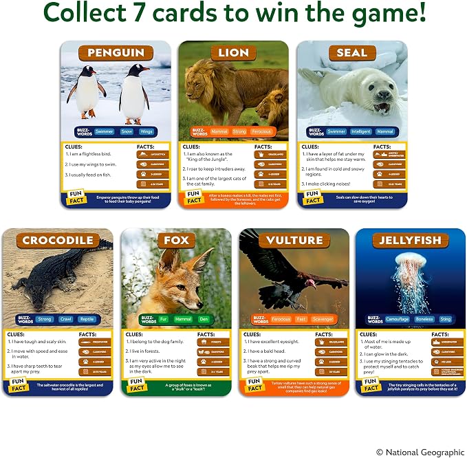 Skillmatics Guess in 10 National Geographic Animals, Educational Card Game for Kids & Families, Animal Trivia & Travel Game, Screen-Free Fun, Gifts for Ages 6, 7, 8, 9 and Up