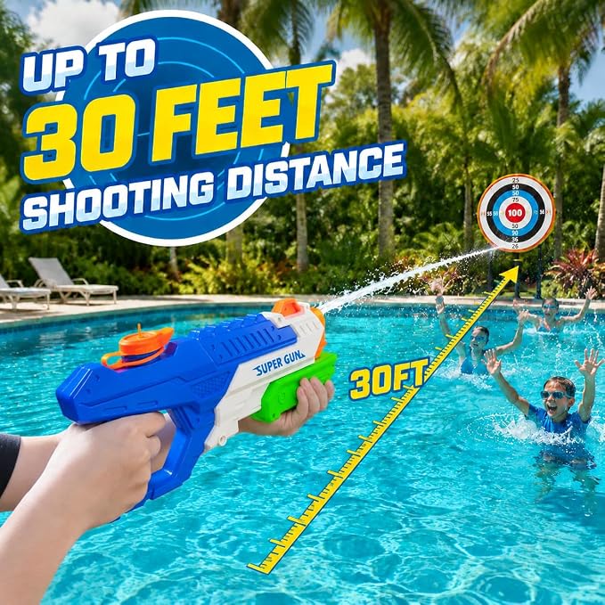 3 Pack Water Guns for Kids Adults, 600cc High Capacity Super Squirt Blaster Soaker, Long Range Pump Action Water Gun Squirter, Outdoor Summer Pool Beach Water Fighting Toys