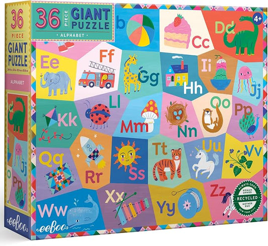 eeBoo 36 Piece Giant Floor Puzzle - Alphabet Children's Puzzle ABC & Animal Themed, Large Pieces for Small Hands to Develop Motor Skills