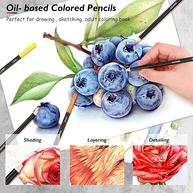 Soucolor 73 Pack Art Supplies Sketching Kit for Adults Artist Gifts, School Supplies, Drawing Sketching Pencils with Sketchbook, Coloring Book, Colored Watercolor Metallic Graphite Charcoal Pencils