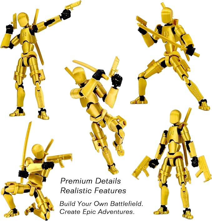 Gatling Gun Titan 13 Action Figure Set【Assembled】, Robot T Action Figure 3D Printed Dummy 13 Action Fidget Toys Figure Articulated, Lucky 13 for Collectors Desktop Decorations (Black-Green)
