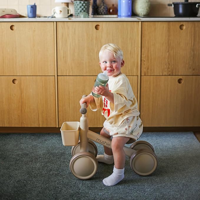 mushie Mini Toddler Bike (Sage) | 12-24 Months | 4 Wheels First Balance Bike