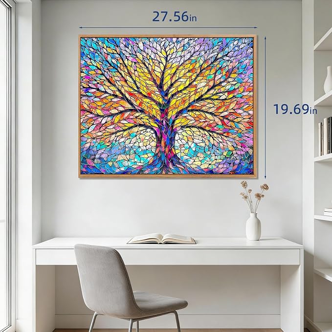 Tree of Life Mosaic Puzzles for Adults 1000 Pieces,Challenging Jigsaw Puzzles for Adults 1000 Pieces,Hard Difficult Impossible Puzzle for Family Game Night,Puzzle with Letters on Back Games