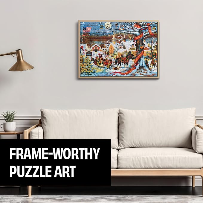 Buffalo Games - Small Town Christmas - Charles Wysocki - 1000 Piece Holiday Jigsaw Puzzle in Premium Collector’s Tin - Festive Challenge for Adults & Families - Finished Size 26.6 x 19