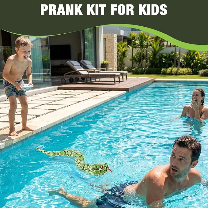 Remote Control Snake Amphibious RC Snake Toy Indoor Outdoor Games Party Prank Water Pool Toys for Kids Birthday Gifts for Boys Girls Ages 5-8 8-13