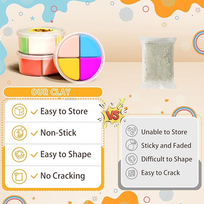 Aestd-ST Air Dry Clay Kit - Animal Theme, Modeling Clay for Kids, DIY Magic Clay with Sculpting Tools and Tutorials, 12 Boxes Molding Clay, Soft & Non-Sticky, Arts and Crafts Gift for Kids