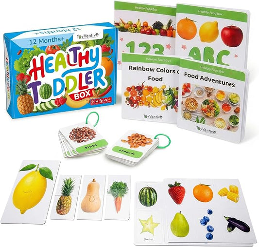 TOYVENTIVE Preschool Activity Set for Boys – Educational Toddler Toys with Flashcards, Matching Games and Montessori Activity Cards for Visual Recognition and Play-Based Exploration – Ages 1