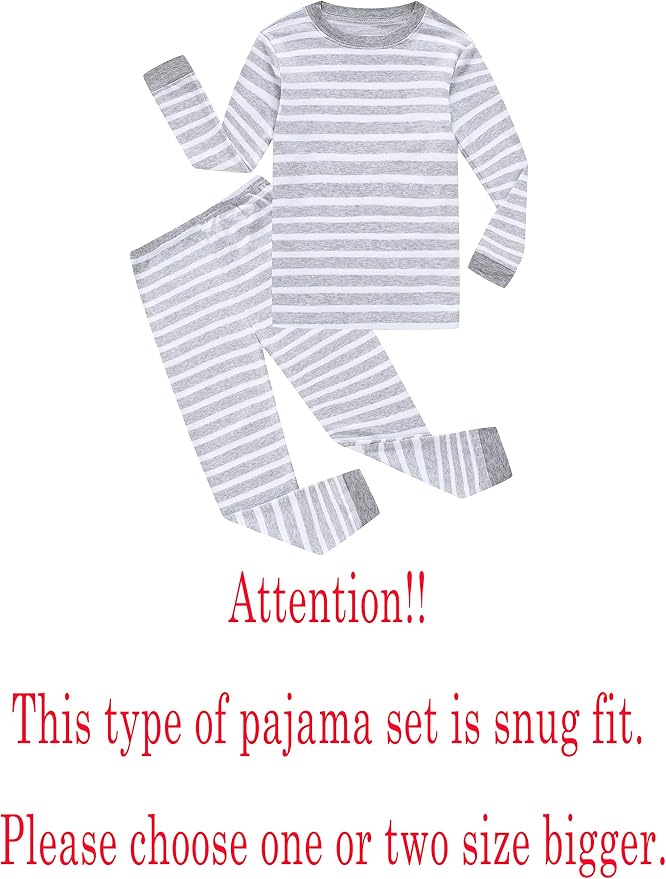 Family Feeling Kids & Toddler Boys Pajamas 2 Piece Pjs Set 100% Cotton Sleepwear