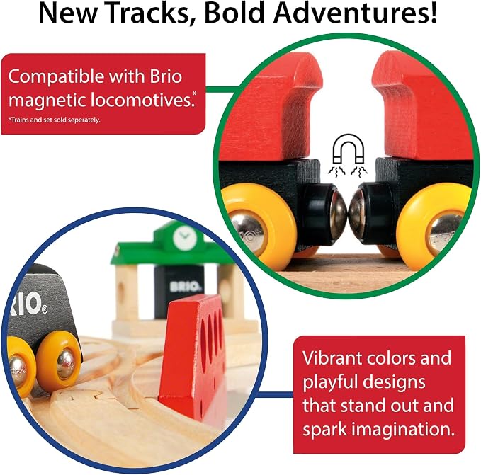 BRIO World Advanced Expansion Pack - 11-Piece Wooden Train Track - FSC-Certified - Compatible with All Railways - Includes Wooden Tracks & Switches for Interactive Railway Fun - Ages 3 & Up
