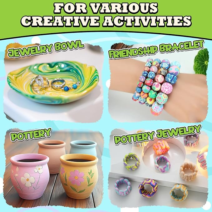 Aujazyble Premium Air Dry Clay for Kids - 3.3lbs Natural White Modeling Pottery Clay for Wheel, Arts & Crafts Supplies for School Classrooms, Craft Gifts for Kids Beginners and Advanced Sculptors