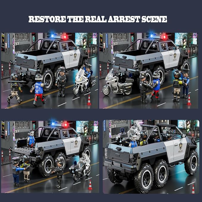 Police Car Toys for Boys 3 4 5 6 7 8 Years Old : Friction Powered Trucks Toy with Light and Sound Gifts for Girls Age 3-12 | Toddler Truck for Kids Ages 4-8 | Role Playing Police Truck Toys