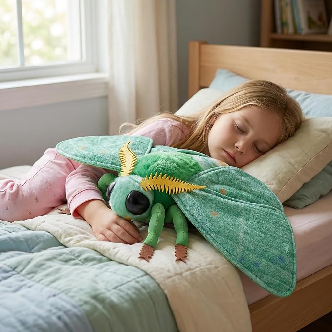Simulation Emerald Moth Plush Toy, 26in Realistic Emerald Moth Stuffed Animal Children's Toys
