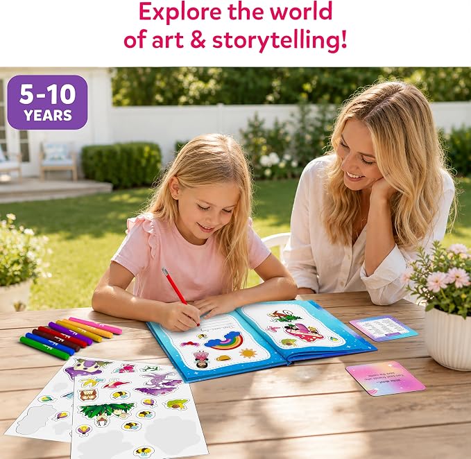 Skillmatics Storybook Art Kit - Create Fairytale Stories, DIY Craft & Writing Kit with 300+ Stickers, Scrapbooking & Journal Activity, Screen-Free Fun, Gifts for Kids Ages 5, 6, 7, 8, 9, 10