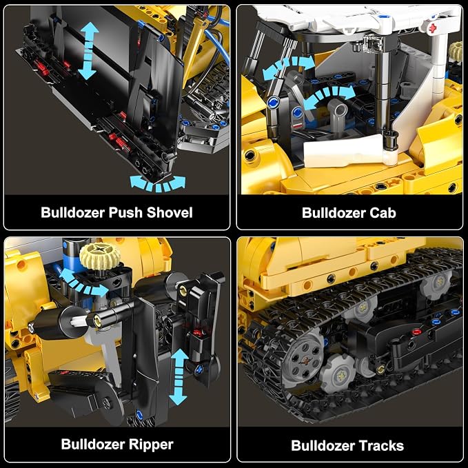 Mould King 19019 Bulldozer Building Set - Technique Heavy Bulldozer Truck Model Kits, Collectible Construction Vehicle Toys, DIY Engineering Building Blocks for Teens and Adults (1200 PCS)