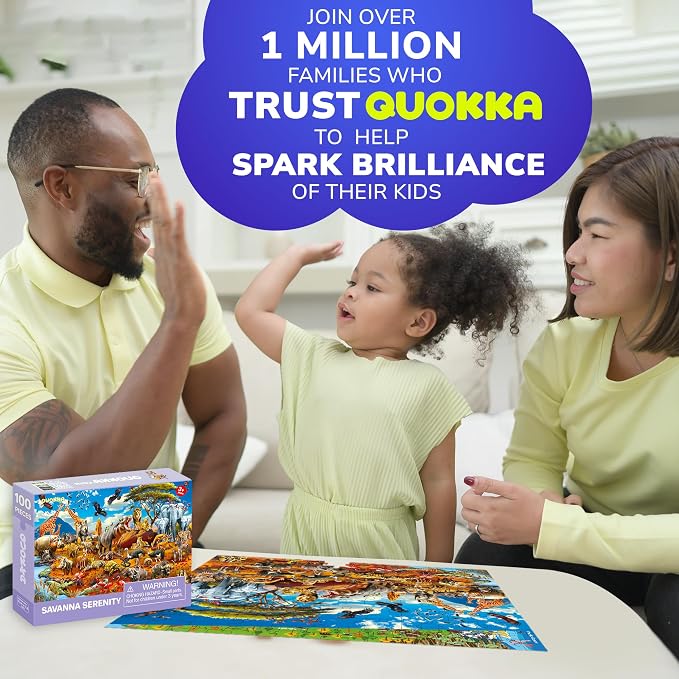 QUOKKA 100 Piece Puzzles for Kids Ages 4-6 – Floor Kids Puzzles Ages 6-8 Year Old – Toy for Learning Africa Animals for 8-10 yo – Jigsaw Toddler Game for Boy and Girl Age 3-5