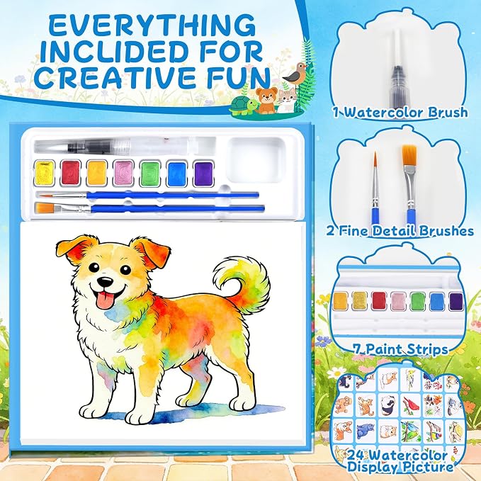 Paint with Water Coloring Books for Kids, Pet Themed Watercolor Painting Kit Painting Activity for Children, Creative Arts Crafts Drawing Gift Toy for Boys & Girls Ages 3-12