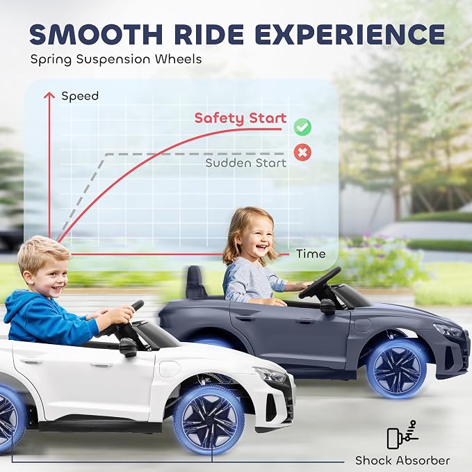 Aosom Licensed Audi RS e-tron GT 12V Ride On Car Truck for Kids, Electric Car Ride On Vehicle w/Parent Remote Control, Music, Lights, for Toddlers, Gray