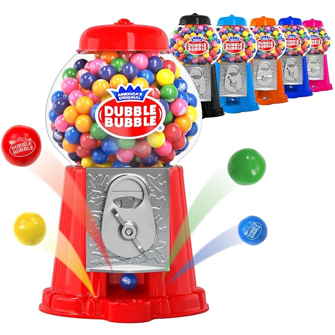 Gumball Machine for Kids 8.5" - Coin Operated Bubble Gum Machine and Toy Bank - Candy Machine Dispenser Includes 40 Gum Balls - Great Candy Dispenser Machine Gift Toys for Girls and Boys (Red)
